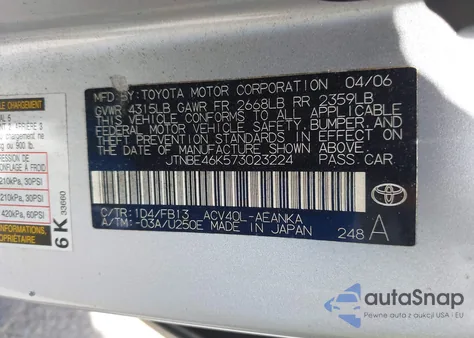 2007 Toyota Camry Ce/Le/Se/Xle из США, поврежденный, VIN JTNBE46K573023224